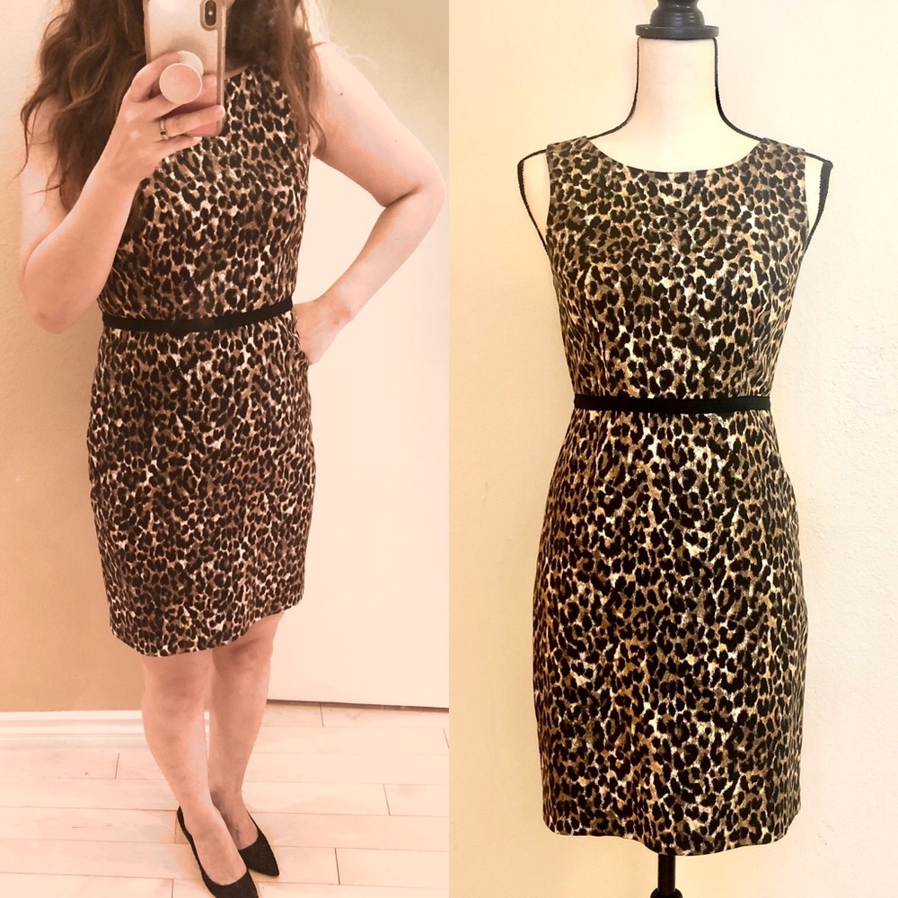 Loft leopard print satin dress